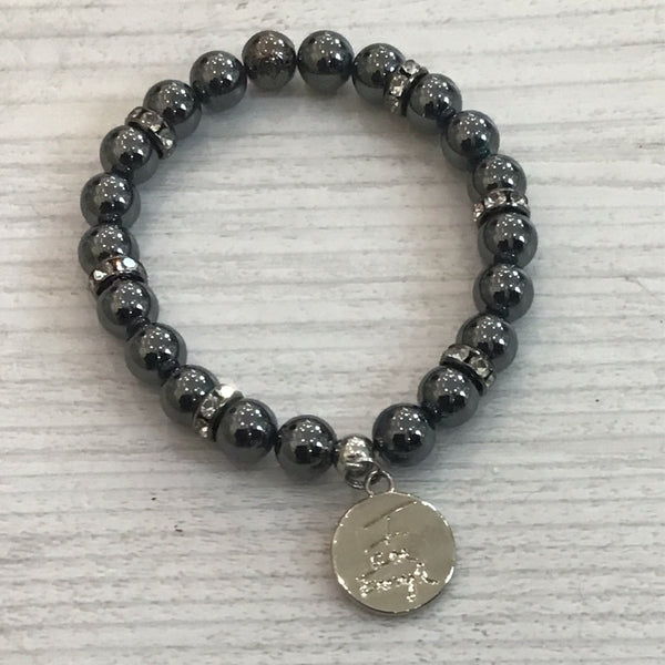 "I Am Enough" Hematite Charm Bracelet